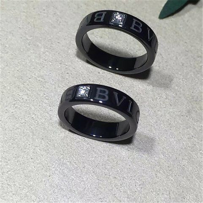 China Luxury jewe factory   series black ceramic diamond ring supplier