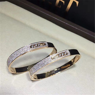 China Luxury jewelry Mk Three drill sliding Diamonds bracelet 18k white gold yellow gold rose gold diamond bracelet supplier