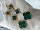 18K Gold Luxury jewe factory earrings 3 motifs malachite 18K yellow gold jewelry supplier