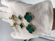 18K Gold Luxury jewe factory earrings 3 motifs malachite 18K yellow gold jewelry supplier