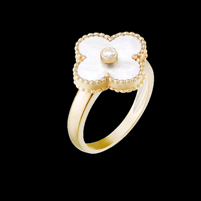 China VCA Vintage Alhambra ring yellow gold onyx round diamond diamond quality SI H supplier