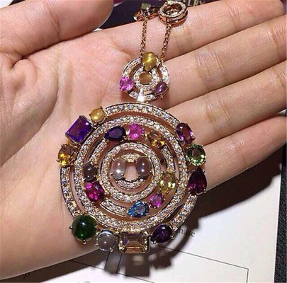 China Luxury jewe factory necklace 18k gold white gold yellow gold rose gold gem diamond  necklace supplier