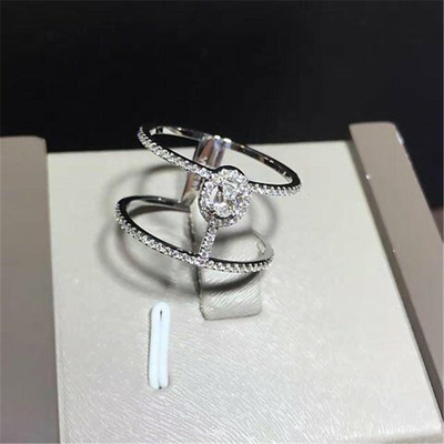 China Luxury jewelry Messika Double circle  ring material 18k white gold yellow gold rose gold diamond ring supplier