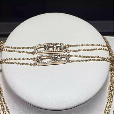 China Luxury jewelry Mk Three drill sliding necklace 18k white gold yellow gold rose gold diamond necklace supplier