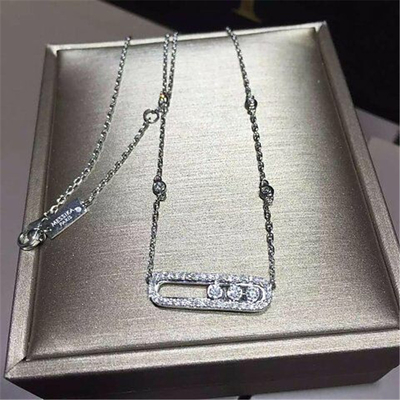 China Messika Three drill sliding necklace 18k white gold yellow gold rose gold diamond necklace 24 mm wide and 6.65 mm long supplier