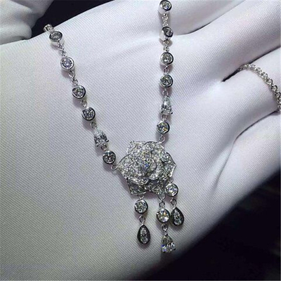 China Luxury jewe factory Rose diamond  Necklace 18k gold  white gold yellow gold rose gold diamond Necklace supplier