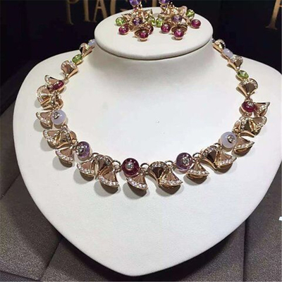 China Luxury jewelry Factory B Colored gemstone  necklace 18k gold white gold yellow gold rose gold  diamond  necklace supplier