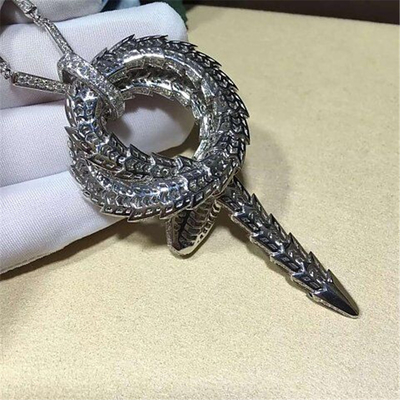 B Luxury jewelry factory high-qu Heavy diamond snake Necklace 18k gold white gold yellow gold rose gold diamond necklace