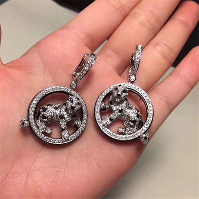 China C Earrings full of diamonds leopar  white gold yellow gold rose gold diamond earring  Jewelry factory in Shenzhen, China supplier