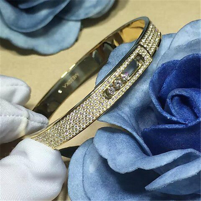 Luxury jewelry Mk Drill 3 full drill sliding bracelets 18k white gold yellow gold rose gold diamond bracelet