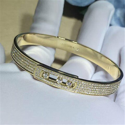 Luxury jewelry Mk Drill 3 full drill sliding bracelets 18k white gold yellow gold rose gold diamond bracelet