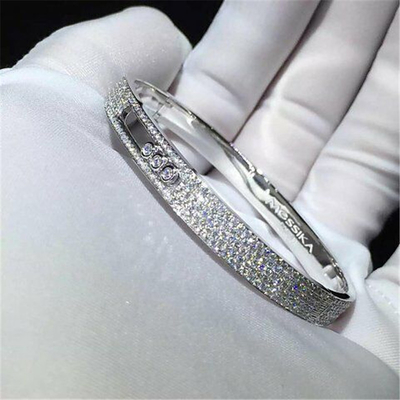 Luxury jewelry Mk Drill 3 full drill sliding bracelets 18k white gold yellow gold rose gold diamond bracelet