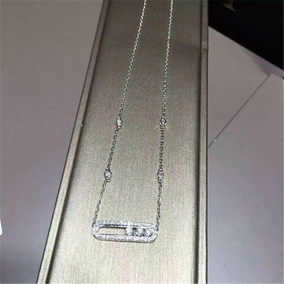 Luxury Jewelry Three drill sliding necklace 18k white gold yellow gold rose gold diamond necklace 24 mm wide and 6.65 mm long