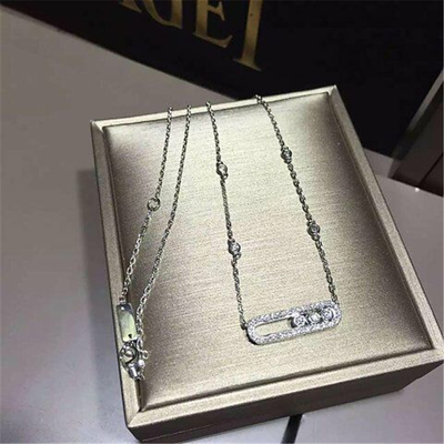 Luxury Jewelry Three drill sliding necklace 18k white gold yellow gold rose gold diamond necklace 24 mm wide and 6.65 mm long