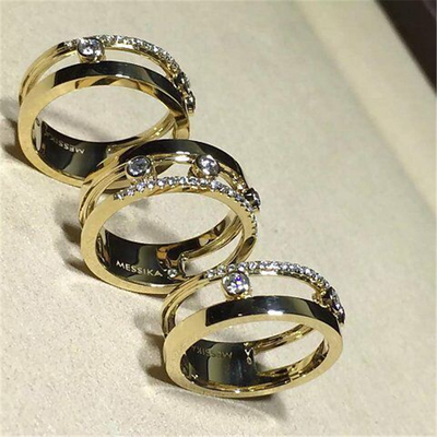 Luxury jewelry Mk Three drill sliding ring material 18k white gold yellow gold rose gold diamond ring